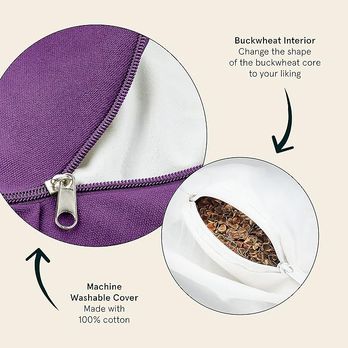Retrospec Sedona Zafu Meditation Cushion Filled w/Buckwheat Hulls - Yoga Pillow for Meditation Practices - Machine Washable 100% Cotton Cover & Durable Carry Handle Round & Crescent, 1 Ct (Pack of 1)