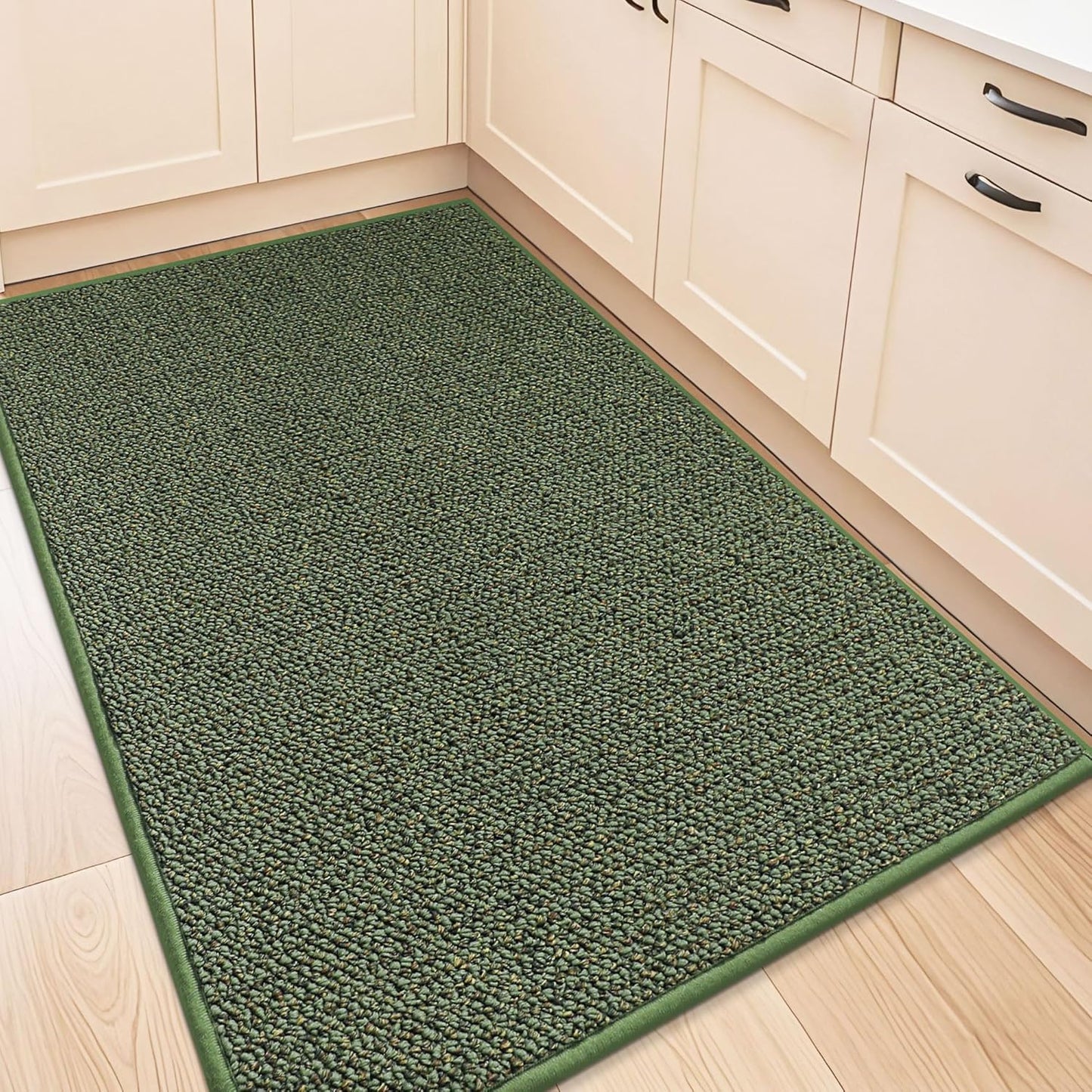 BEQHAUSE Kitchen Rugs 32"x48", Non-Slip Kitchen Mats for Floor, Super Absorbent and Stain Resistant Kitchen Rugs, Machine Washable Rugs for Kitchen, Hallway, Laundry & Sink, Green