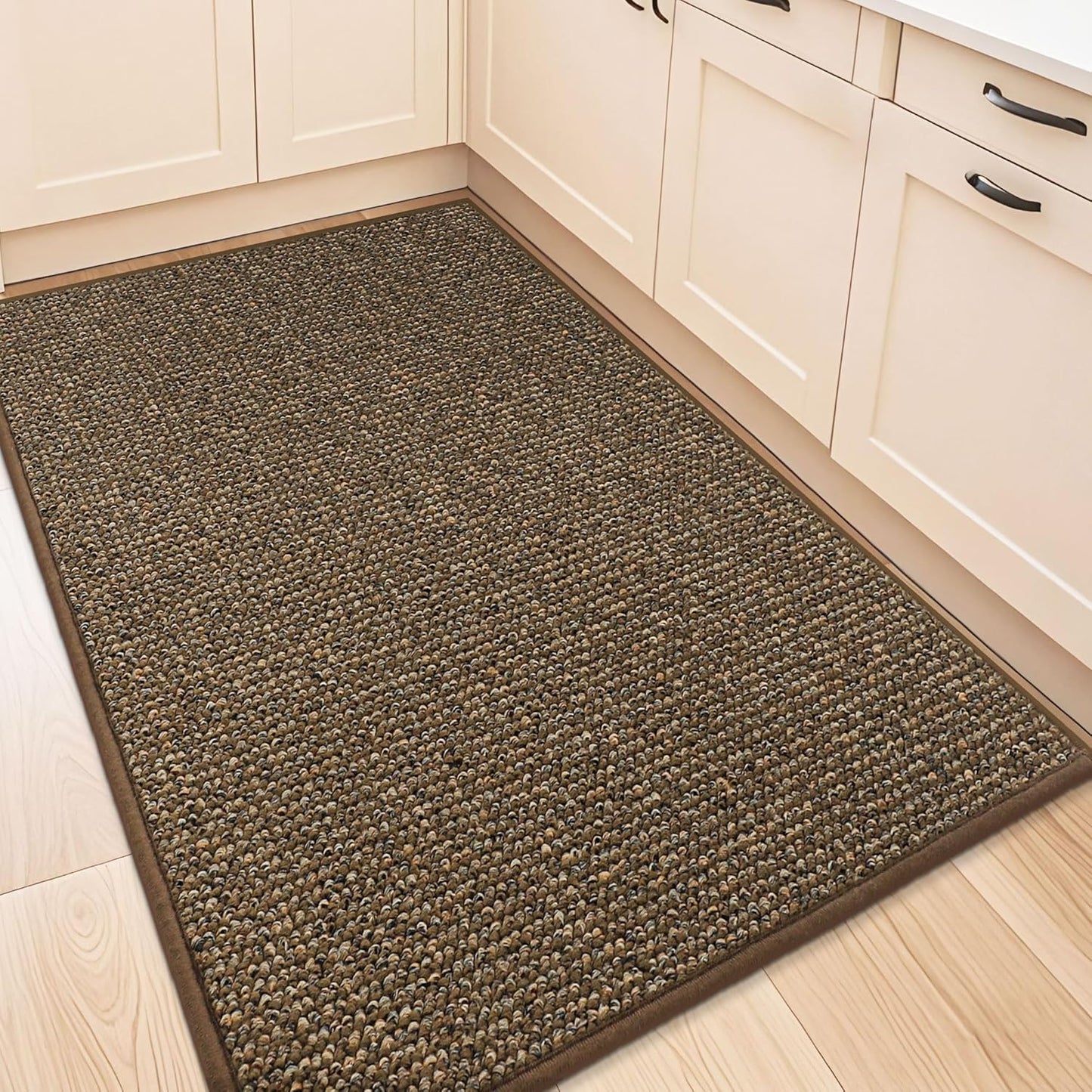 BEQHAUSE Kitchen Rugs 32"x48", Non-Slip Kitchen Mats for Floor, Super Absorbent and Stain Resistant Kitchen Rugs, Machine Washable Rugs for Kitchen, Hallway, Laundry & Sink, Brown