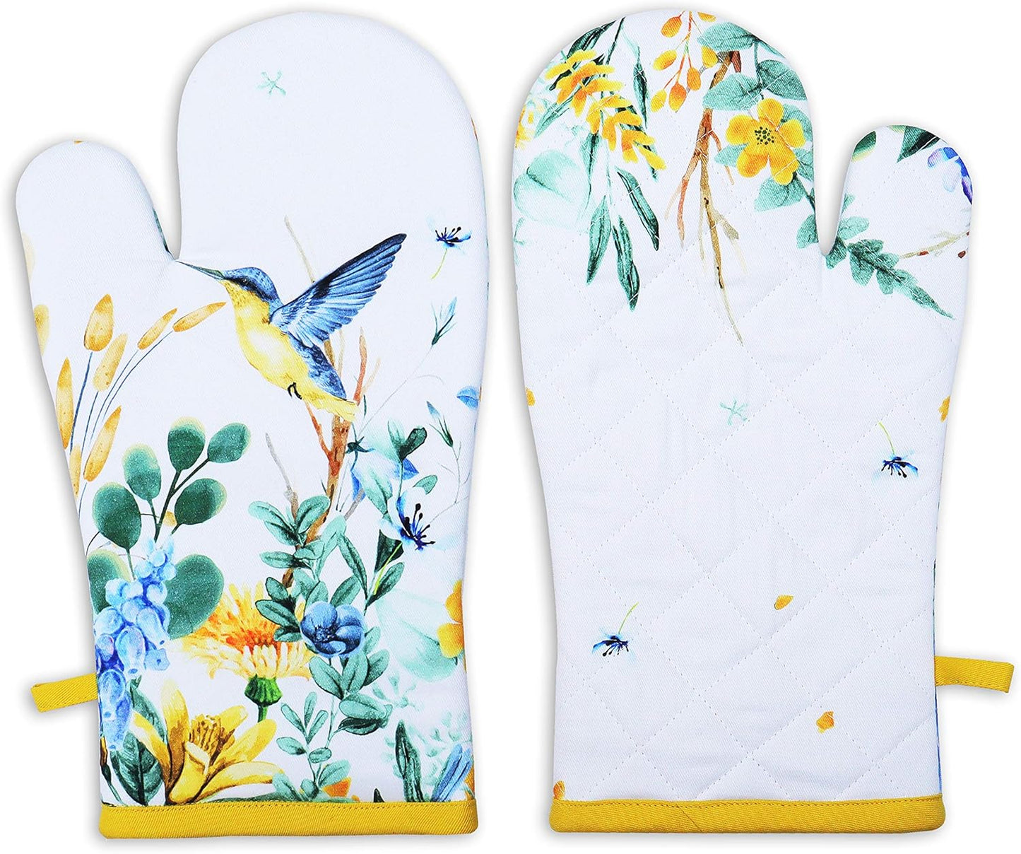 AMOUR INFINI Cotton Oven Mitts Set of 1 with Hanging Loop Non-Slip, Heat Resistant, Reusable Oven Mitt for Baking Cooking Kitchen Oven Gloves (Wild Meadow)