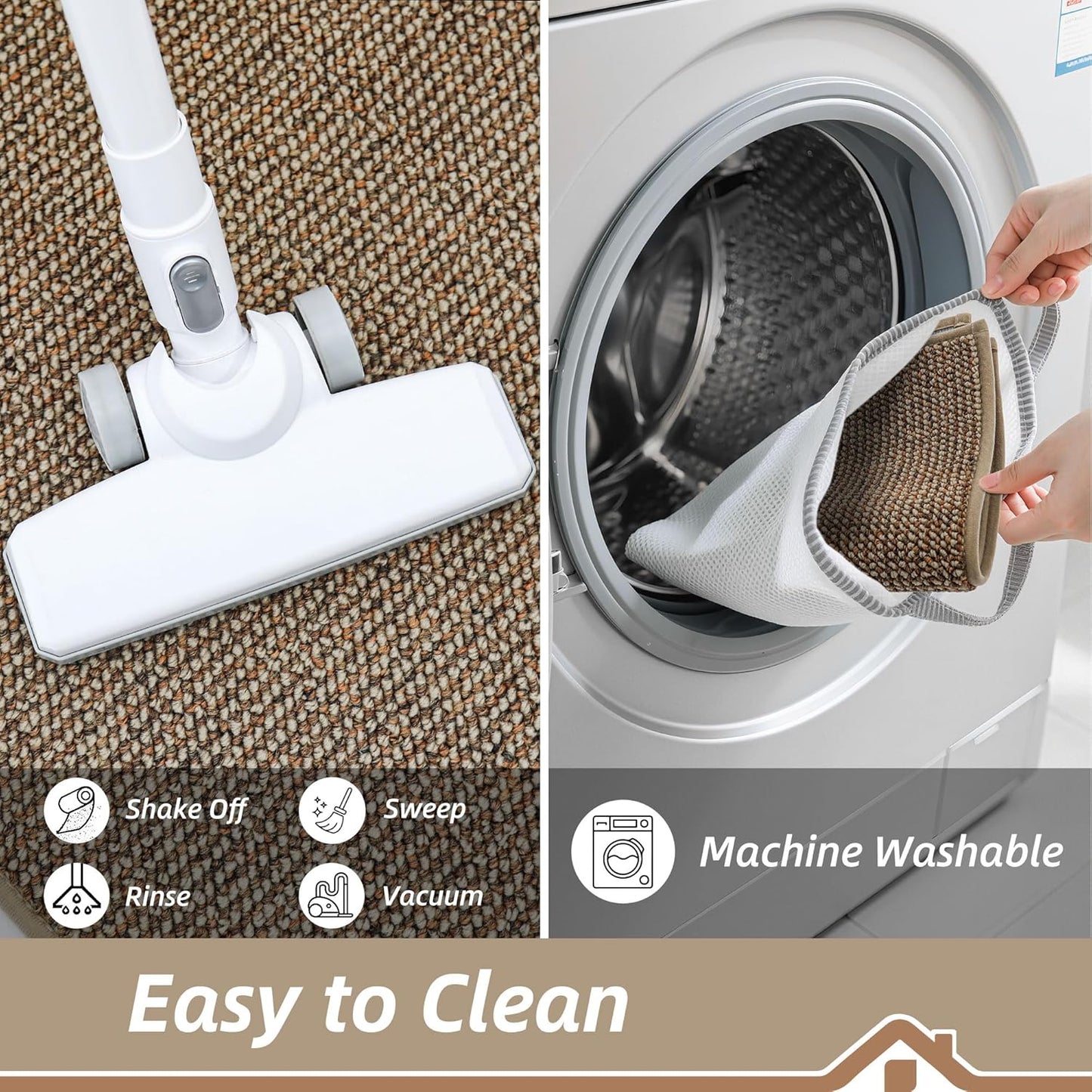 BEQHAUSE Kitchen Rugs 20"x32", Non-Slip Kitchen Mats for Floor, Super Absorbent and Stain Resistant Kitchen Rugs, Machine Washable Rugs for Kitchen, Hallway, Laundry & Sink, Taupe