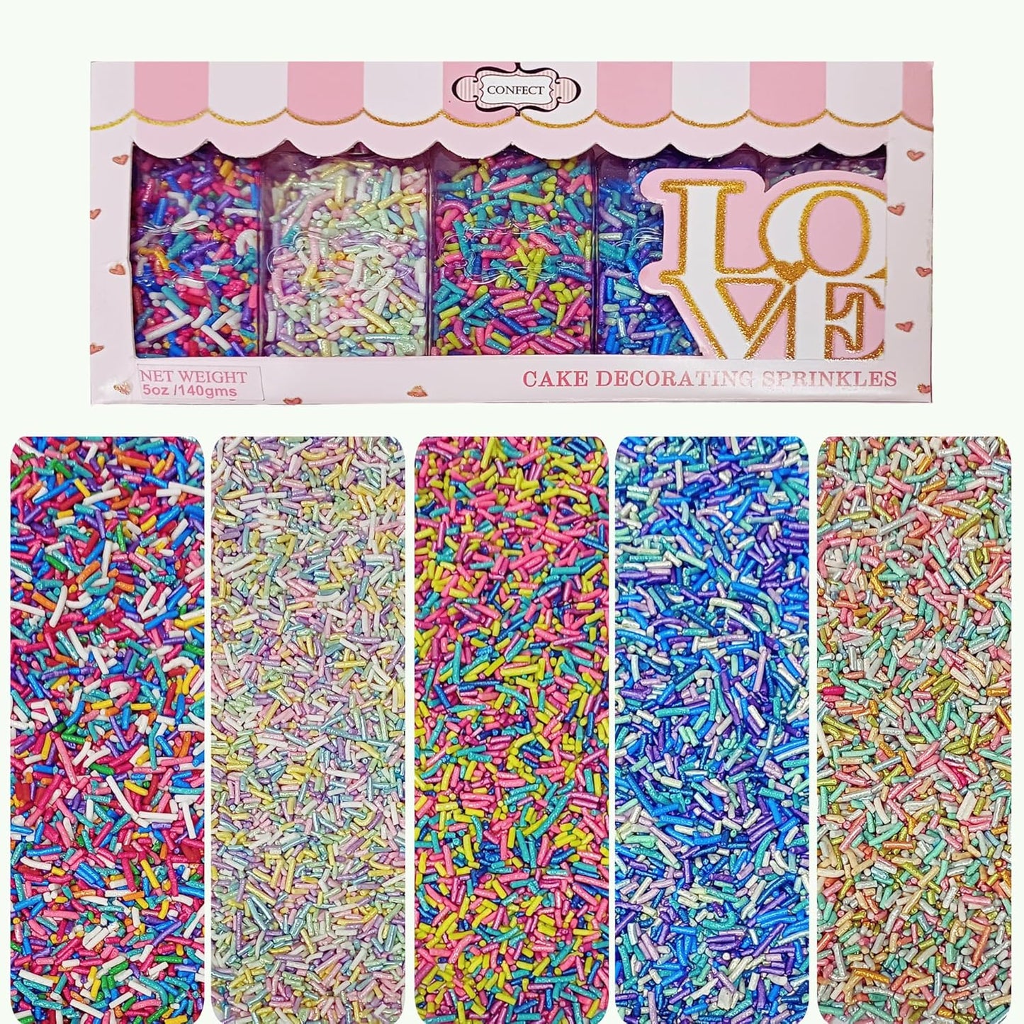 Confect Rainbow Magic Sprinkles – Colorful Edible Cake & Cupcake Decoration | Vibrant Rainbow Jimmies & Confetti Mix | Ideal for Birthday, Party, and Baking Decor | Vegan, Gluten-Free, Nut-Free, Soy-Free, Dairy-Free, Palm Oil-Free- 5 Oz