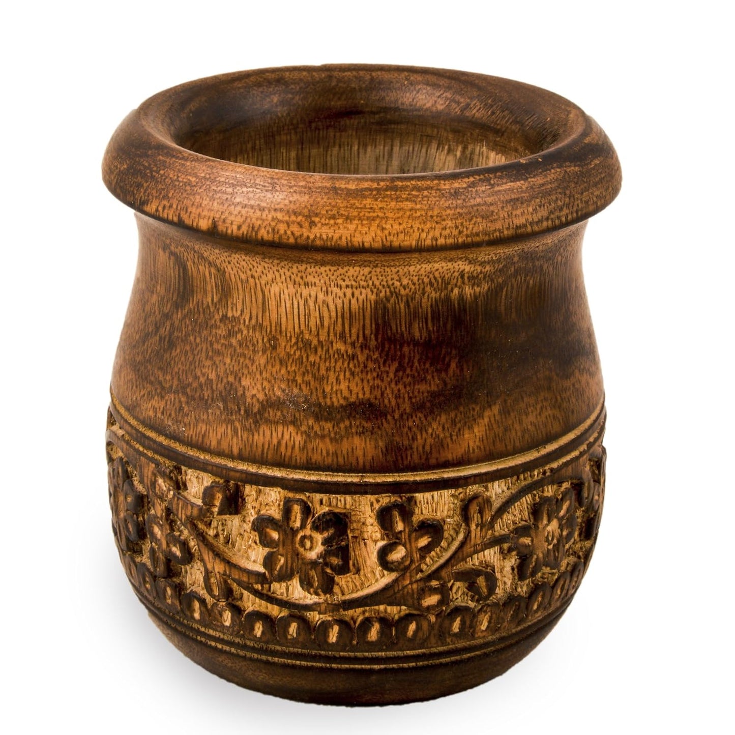 GoCraft Wooden Carved Mortar and Pestle | Grinder for Herbs, Spices and Kitchen Usage, Natural Mango Wood Engraved | Handmade Mortar and Pestle - 3.5 in