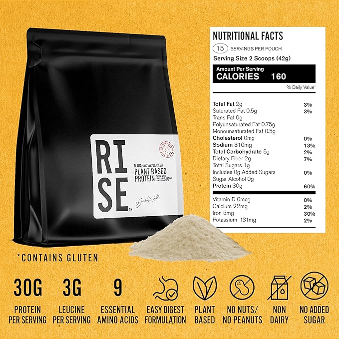 Vanilla Plant-Based Protein Powder for Women & Men, Easy to Digest, Delicious Madagascar Vanilla Bean Powder Supports Overall Well-Being, 15 Servings/Pouch, 30g