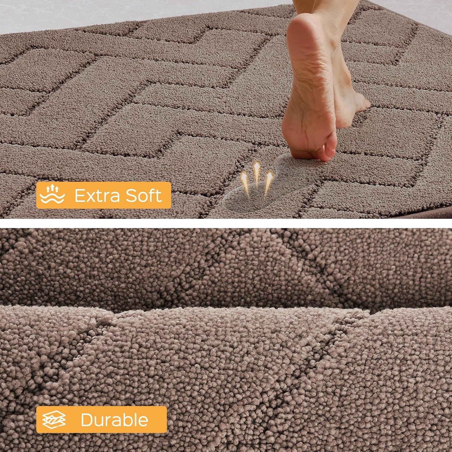 Machine Washable Kitchen Rugs 24" x 36", Non-Slip Kitchen Runner Rugs Mats for Floor, Absorbent Comfort Standing Mats for Kitchen, Sink, Laundry and Hallway, Grayish Brown