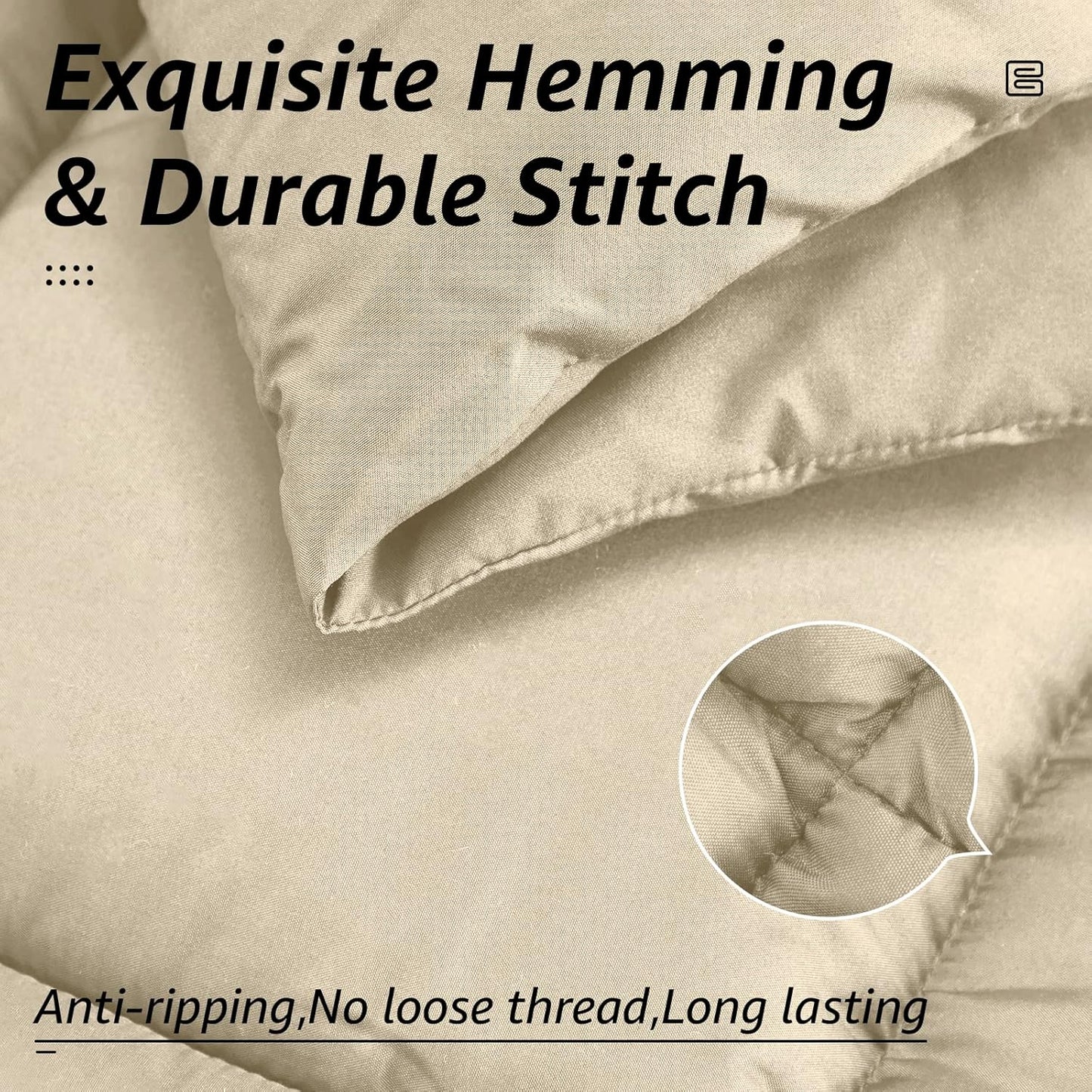 HYLEORY All Season King Size Bed Comforter - Cooling Down Alternative Quilted Duvet Insert with Corner Tabs - Winter Warm - Machine Washable - Beige
