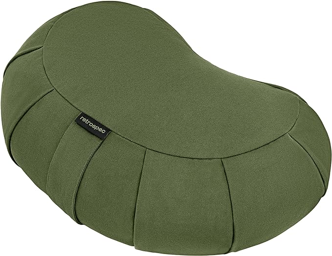 Retrospec Sedona Zafu Meditation Cushion With Buckwheat Hull Fill - Adjustable Yoga & Pilates Support Pillow - 17in Crescent Cotton Cover With Handle