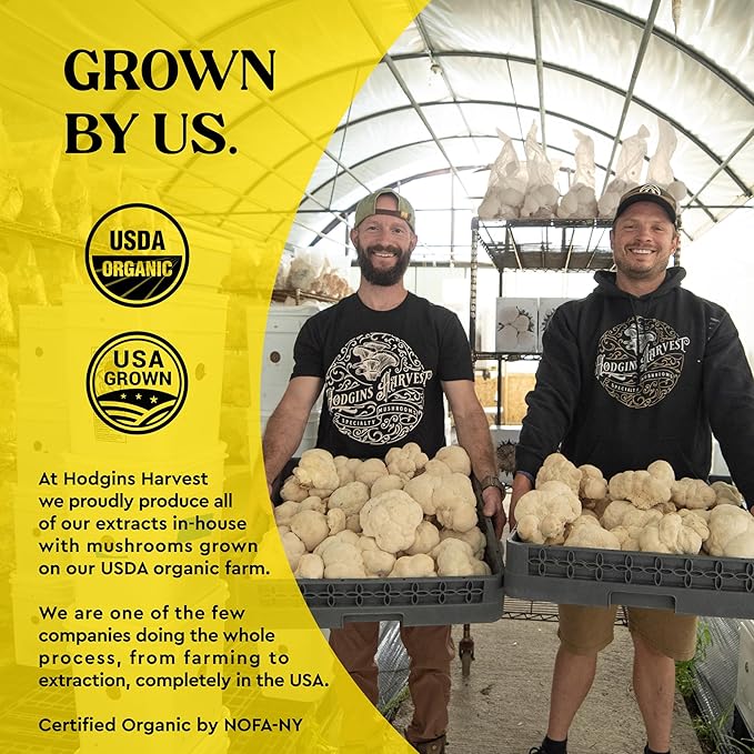 Organic Lion’s Mane + Turkey Tail Tincture | Made with Mushrooms Grown On Our Farm in The USA | Dual Extract | Extra-Concentrated (4 fl oz)