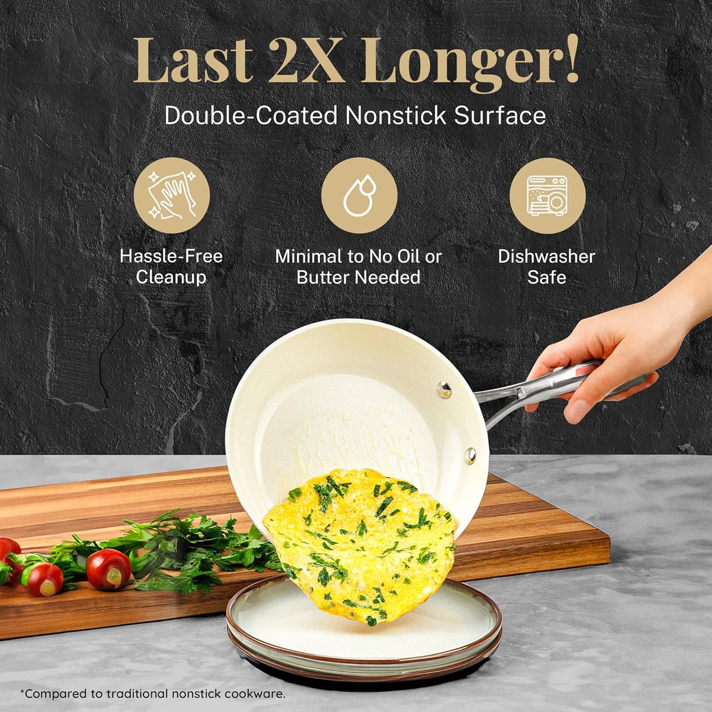 Gotham Steel Hammered 15Pcs Ceramic Cookware Set Nonstick, Induction Pots and Pans Set Non Stick with Bakeware Set & Steamer for Cooking, Non Toxic PFOA PFOS Free, Oven & Dishwasher Safe, Cream White