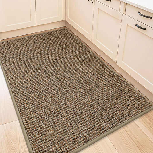 BEQHAUSE Kitchen Rugs 32"x48", Non-Slip Kitchen Mats for Floor, Super Absorbent and Stain Resistant Kitchen Rugs, Machine Washable Rugs for Kitchen, Hallway, Laundry & Sink, Taupe