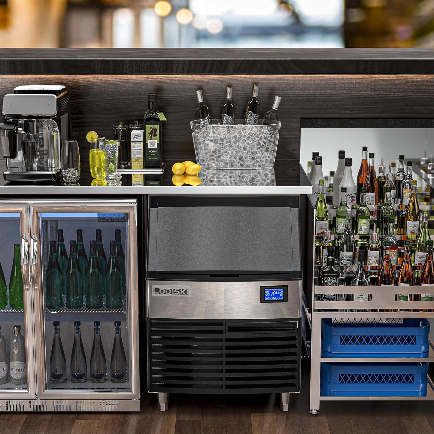 Commercial Ice Maker Machine 260LBS/24H, 26’’ Under Counter Ice Machine with Storage Bin, ETL Approved Ice Maker for Restaurant/Bar/Home, Air Cooled/Clear Ice Cubes/Stainless Steel