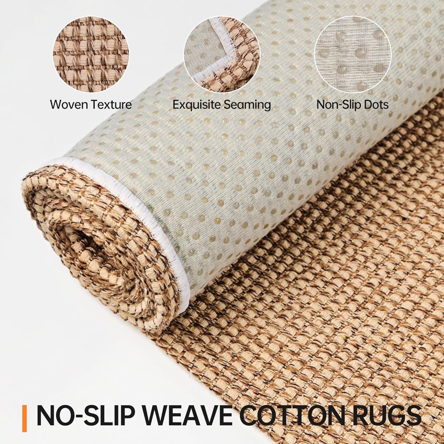 Kitchen Rugs and Mats Non Skid Washable [2PCS] (17.3" x 30"+ 17.3" x 48"), Absorbent Kitchen Floor Mats, Boho Cotton Kitchen Runner Rugs Comfort Standing Mat for Sink Hallway Laundry