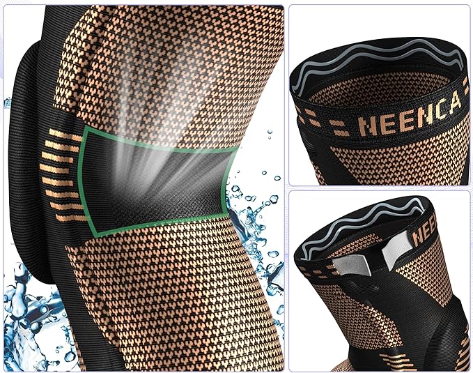 NEENCA Copper Knee Brace for Knee Pain, Knee Support with Patella Pad & Side Stabilizers, Compression Knee Sleeve for Sport, Workout, Arthritis, ACL, Joint Pain Relief, Meniscus Tear- FSA/HSA Eligible