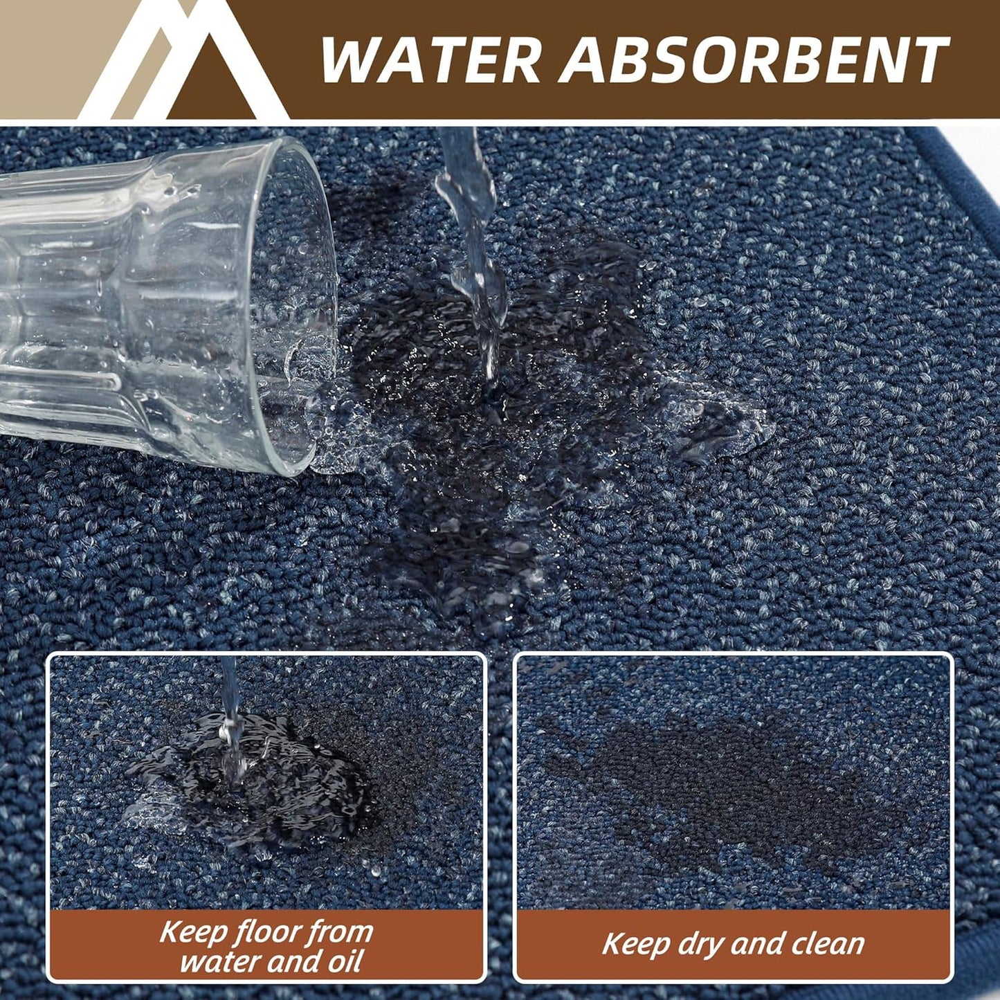 COSY HOMEER Kitchen Rugs 20"x32" Non-Slip Kitchen Mats for Floor Absorbent Stain Resistant Kitchen Floor Mat Machine Washable Rugs for Kitchen,Hallway,Sink,Navy Blue