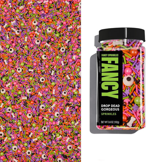 Fancy Sprinkles Limited Edition Halloween Drop Dead Gorgeous Sprinkles Dessert Decorating Sprinkles, Real Sugar, Edible Glitter, For Ice Cream, Cookies, Cakes and Cupcakes (0.5c)
